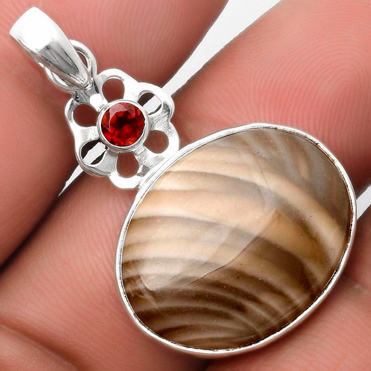 Natural Flint Stone & Garnet Pendant P-1634 SDP109990