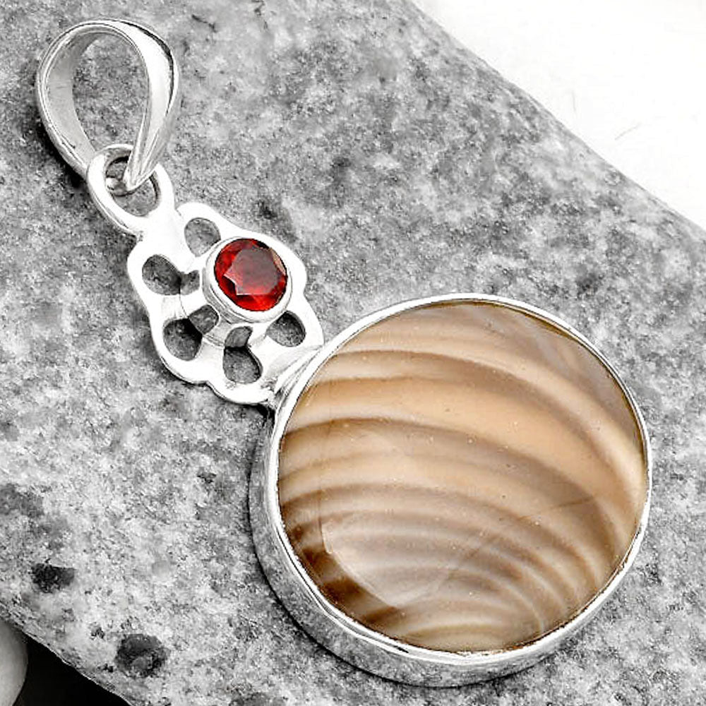 Natural Flint Stone & Garnet Pendant P-1634 SDP109990