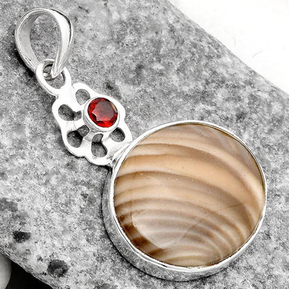 Natural Flint Stone & Garnet Pendant P-1634 SDP109990