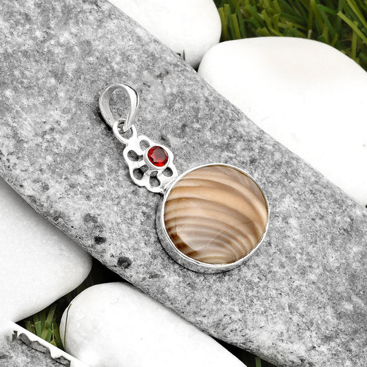 Natural Flint Stone & Garnet Pendant P-1634 SDP109990