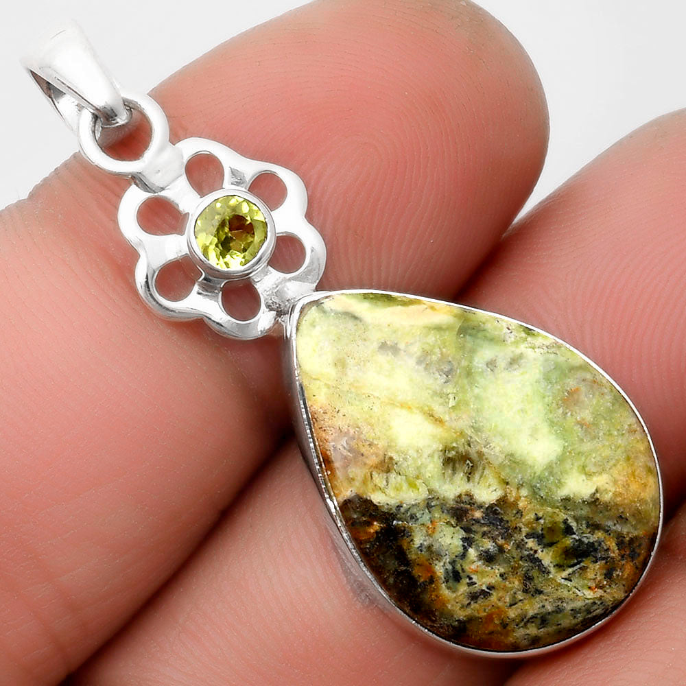 Natural Chrome Chalcedony & Peridot Pendant P-1634 SDP109995