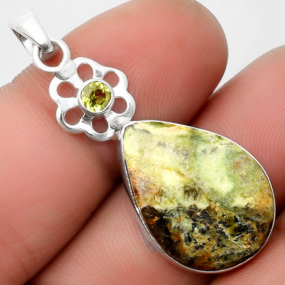 Natural Chrome Chalcedony & Peridot Pendant P-1634 SDP109995