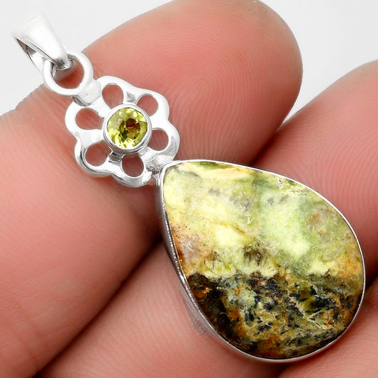Natural Chrome Chalcedony & Peridot Pendant P-1634 SDP109995