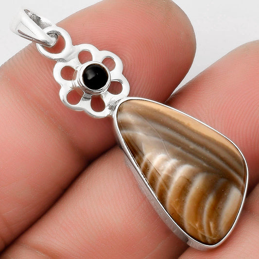 Natural Flint Stone & Black Onyx Pendant P-1634 SDP110005