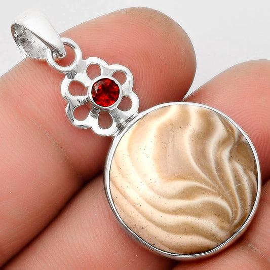 Natural Flint Stone & Garnet Pendant P-1634 SDP110006