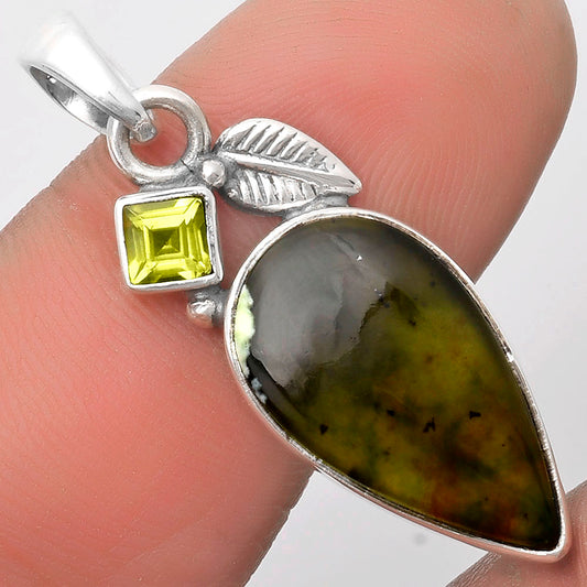 Natural Chrome Chalcedony & Peridot Pendant P-1652 SDP110010