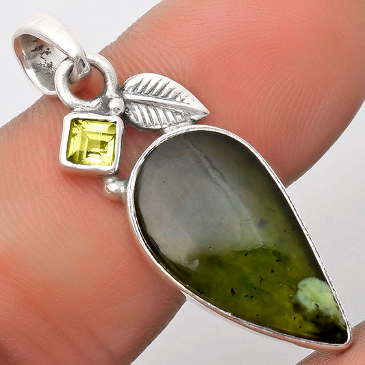 Natural Chrome Chalcedony & Peridot Pendant P-1652 SDP110019