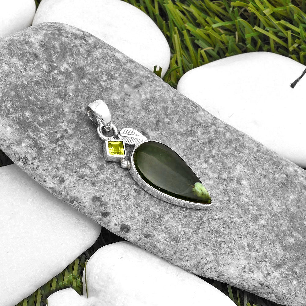 Natural Chrome Chalcedony & Peridot Pendant P-1652 SDP110019