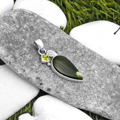 Natural Chrome Chalcedony & Peridot Pendant P-1652 SDP110019