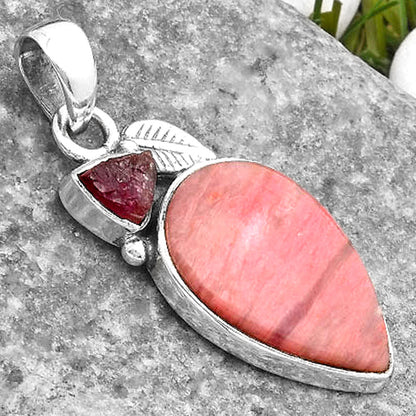 Pink Tulip Quartz & Pink Tourmaline Rough Pendant P-1652 SDP110026