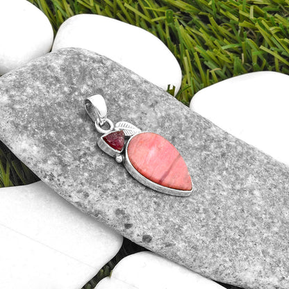 Pink Tulip Quartz & Pink Tourmaline Rough Pendant P-1652 SDP110026