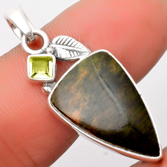 Natural Chrome Chalcedony & Peridot Pendant P-1652 SDP110031