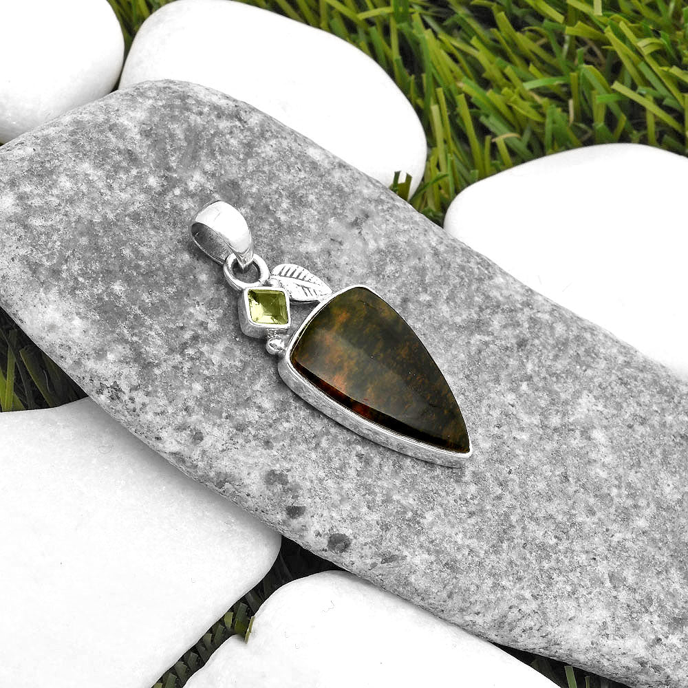 Natural Chrome Chalcedony & Peridot Pendant P-1652 SDP110031