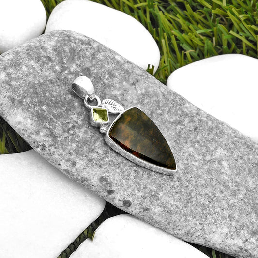 Natural Chrome Chalcedony & Peridot Pendant P-1652 SDP110031