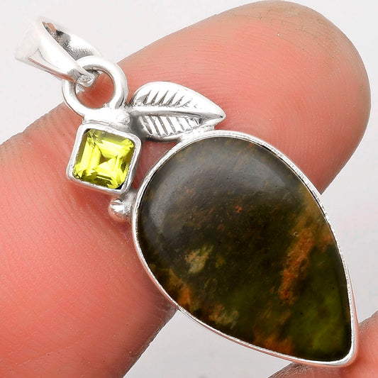 Natural Chrome Chalcedony & Peridot Pendant P-1652 SDP110045