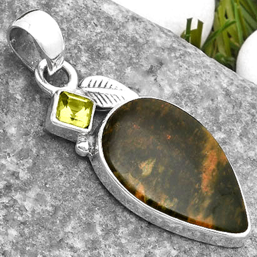 Natural Chrome Chalcedony & Peridot Pendant P-1652 SDP110045