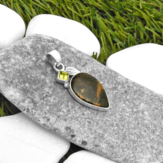 Natural Chrome Chalcedony & Peridot Pendant P-1652 SDP110045