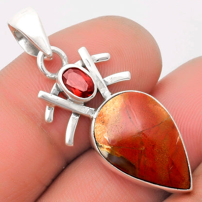 Natural Red Moss Agate & Garnet Pendant P-1046 SDP110095
