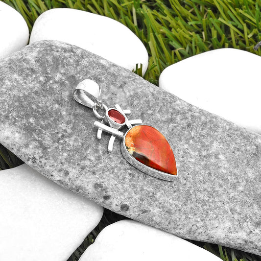 Natural Red Moss Agate & Garnet Pendant P-1046 SDP110095