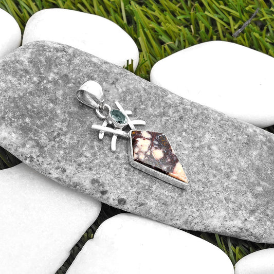 Indian Blanket Jasper & Sky Blue Topaz Pendant P-1046 SDP110099