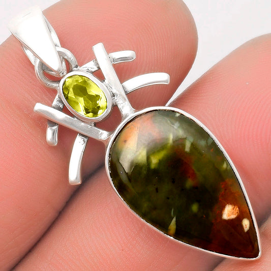 Natural Chrome Chalcedony & Peridot Pendant P-1046 SDP110101