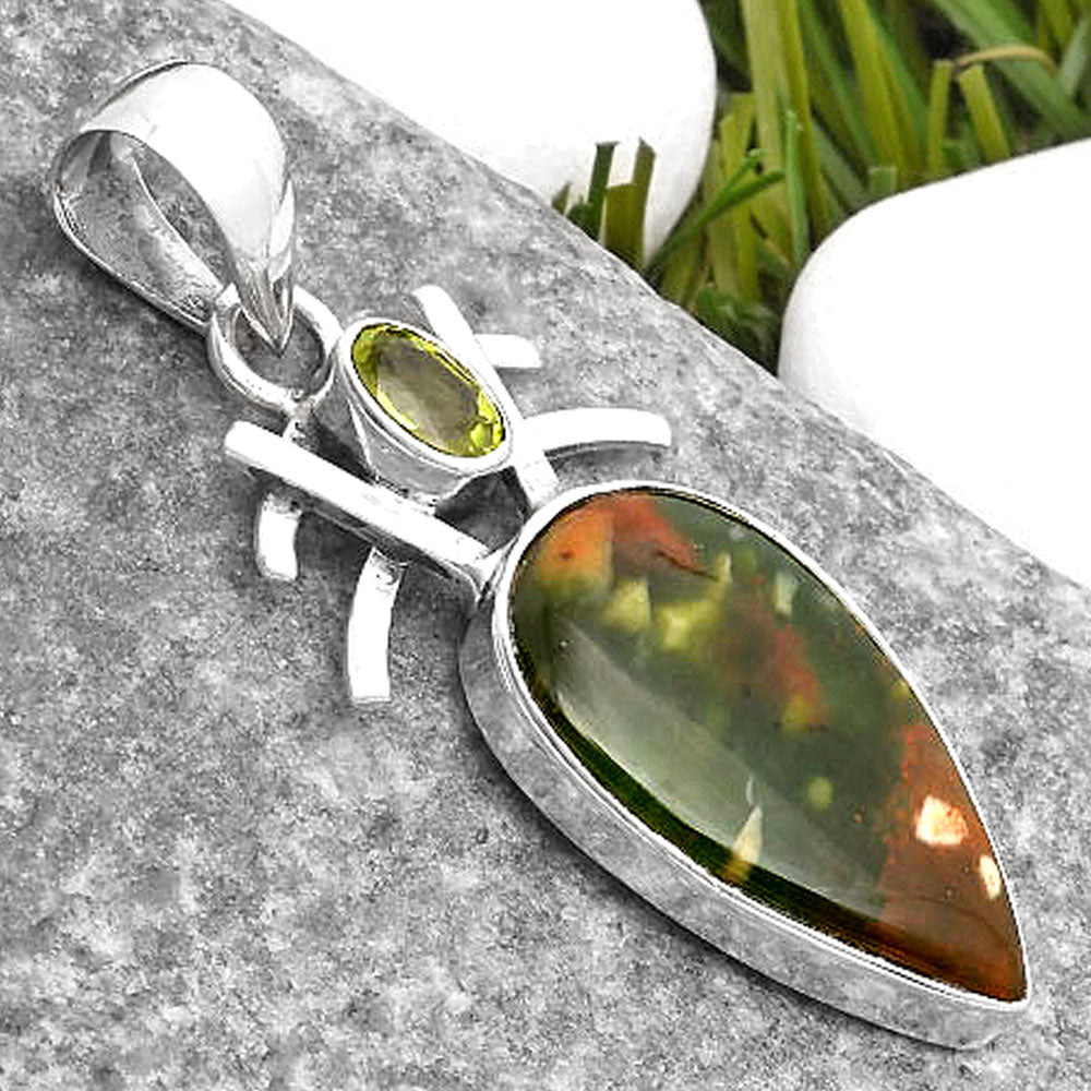 Natural Chrome Chalcedony & Peridot Pendant P-1046 SDP110101