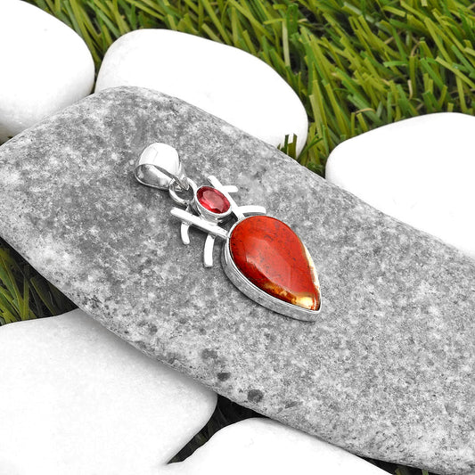 Natural Red Moss Agate & Garnet Pendant P-1046 SDP110105