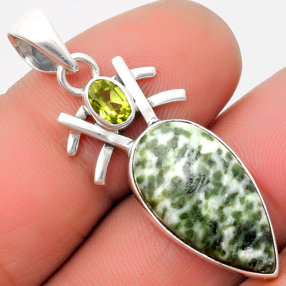 Natural Dioptase & Peridot Pendant P-1046 SDP110109