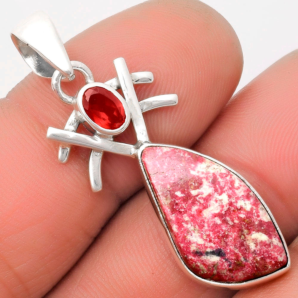Natural Pink Thulite Norway & Garnet Pendant P-1046 SDP110116