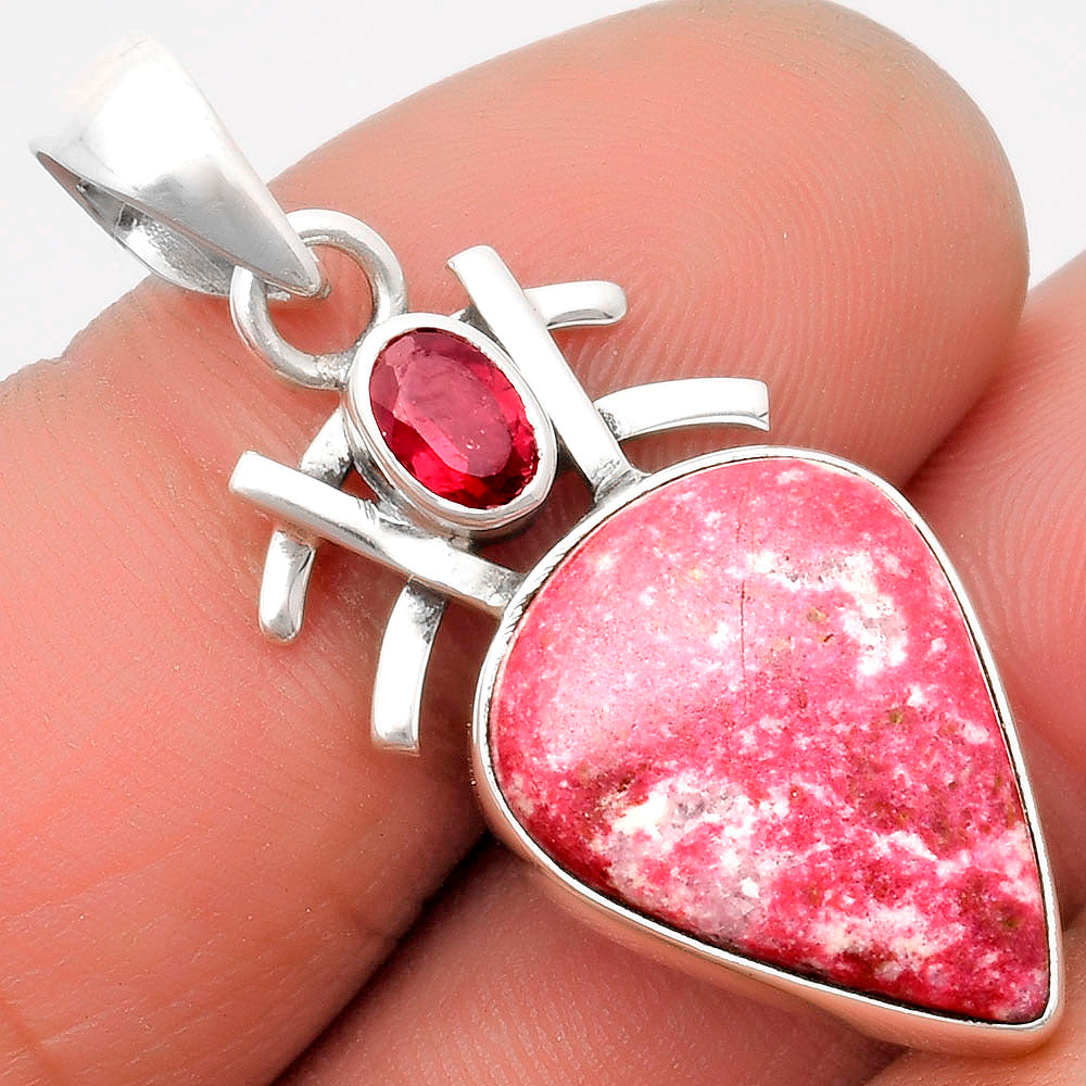 Natural Pink Thulite Norway & Garnet Pendant P-1046 SDP110119
