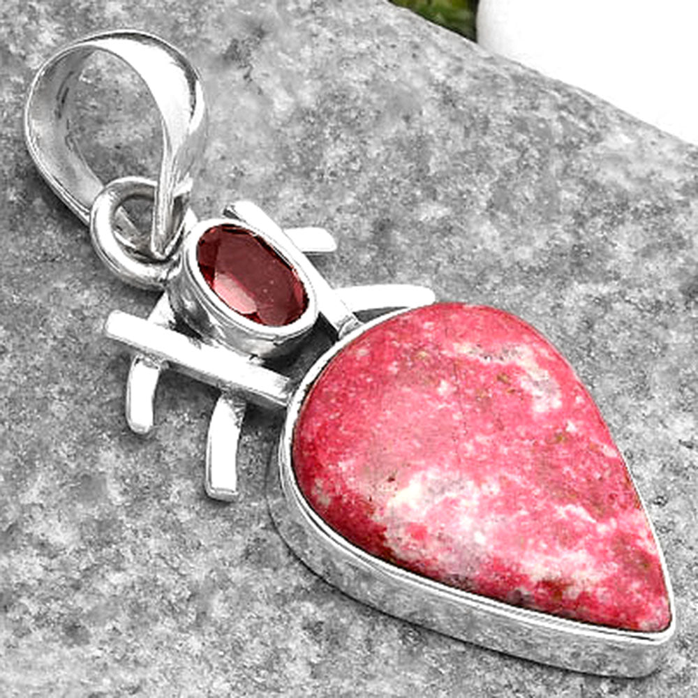 Natural Pink Thulite Norway & Garnet Pendant P-1046 SDP110119