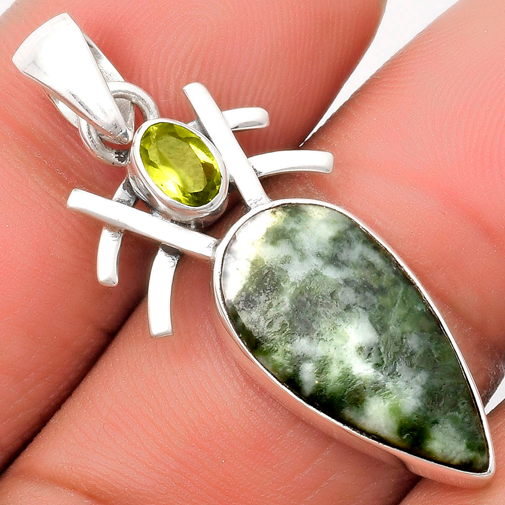 Natural Dioptase & Peridot Pendant P-1046 SDP110121