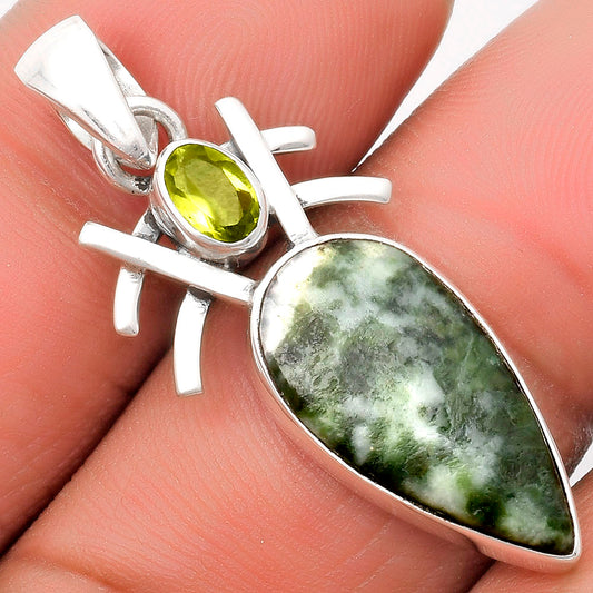Natural Dioptase & Peridot Pendant P-1046 SDP110121