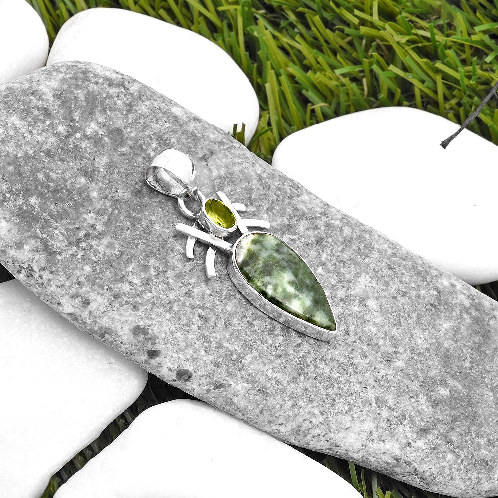 Natural Dioptase & Peridot Pendant P-1046 SDP110121