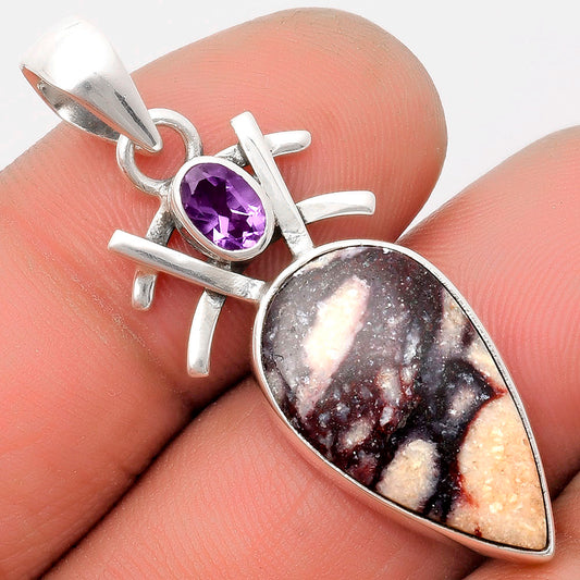Indian Blanket Jasper & Amethyst Pendant P-1046 SDP110122