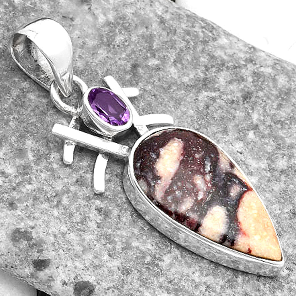 Indian Blanket Jasper & Amethyst Pendant P-1046 SDP110122