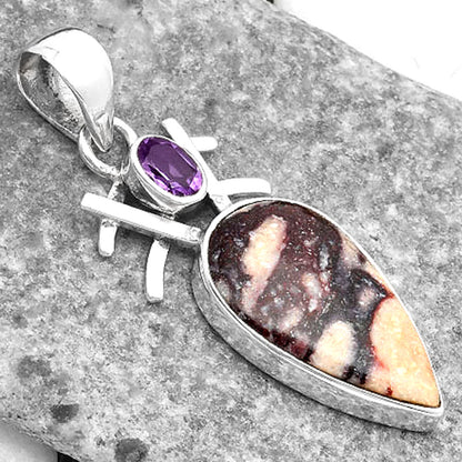 Indian Blanket Jasper & Amethyst Pendant P-1046 SDP110122