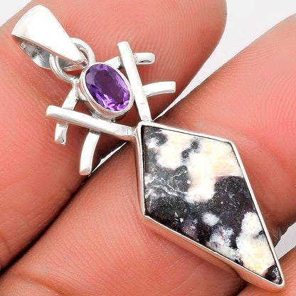 Indian Blanket Jasper & Amethyst Pendant P-1046 SDP110129