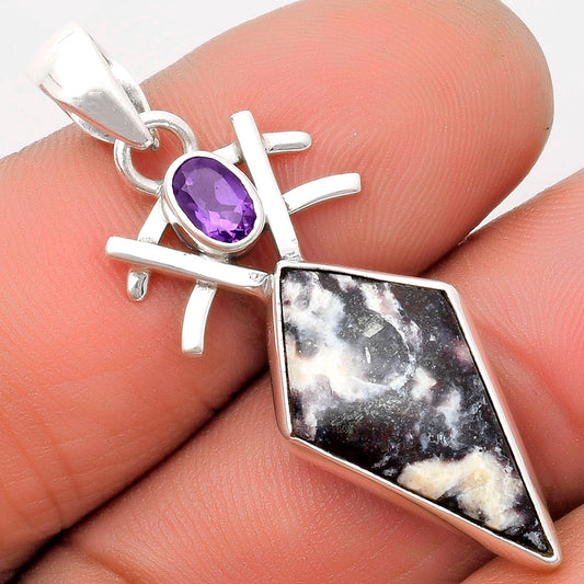 Indian Blanket Jasper & Amethyst Pendant P-1046 SDP110130