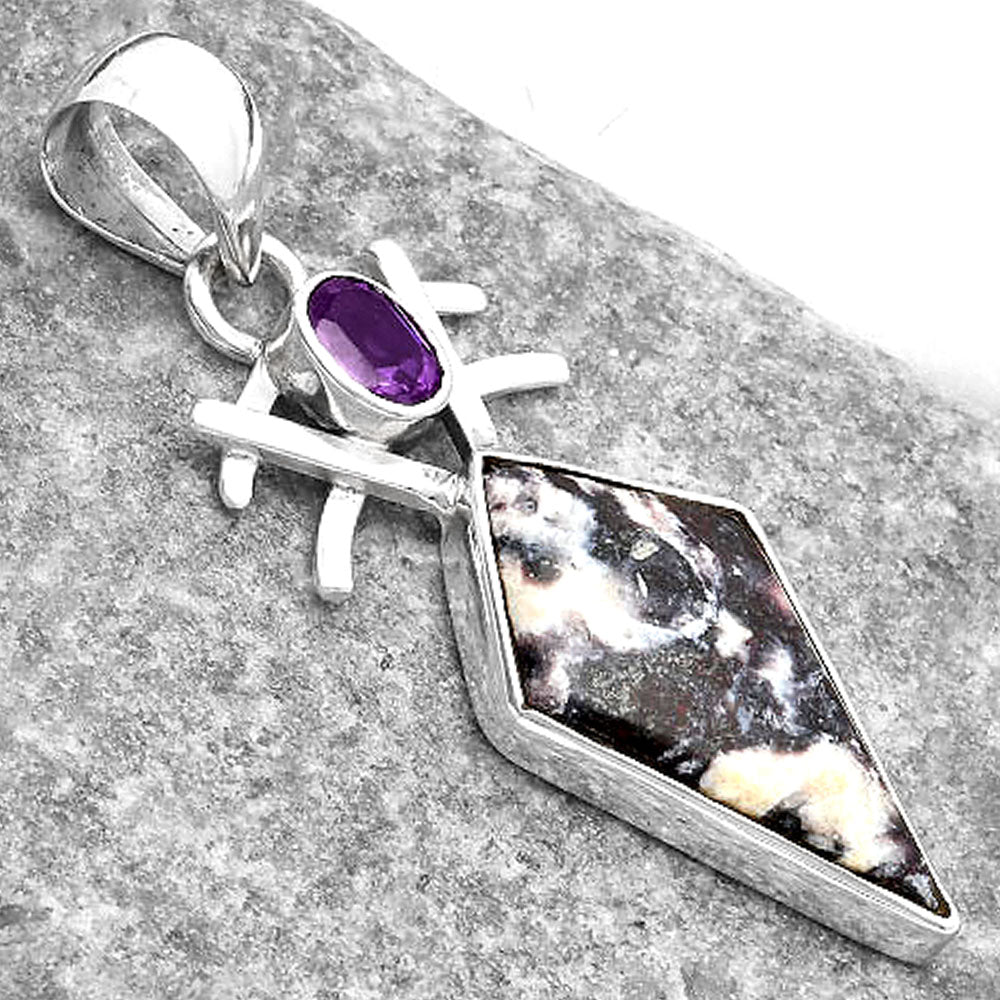 Indian Blanket Jasper & Amethyst Pendant P-1046 SDP110130