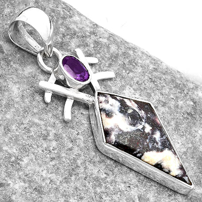 Indian Blanket Jasper & Amethyst Pendant P-1046 SDP110130