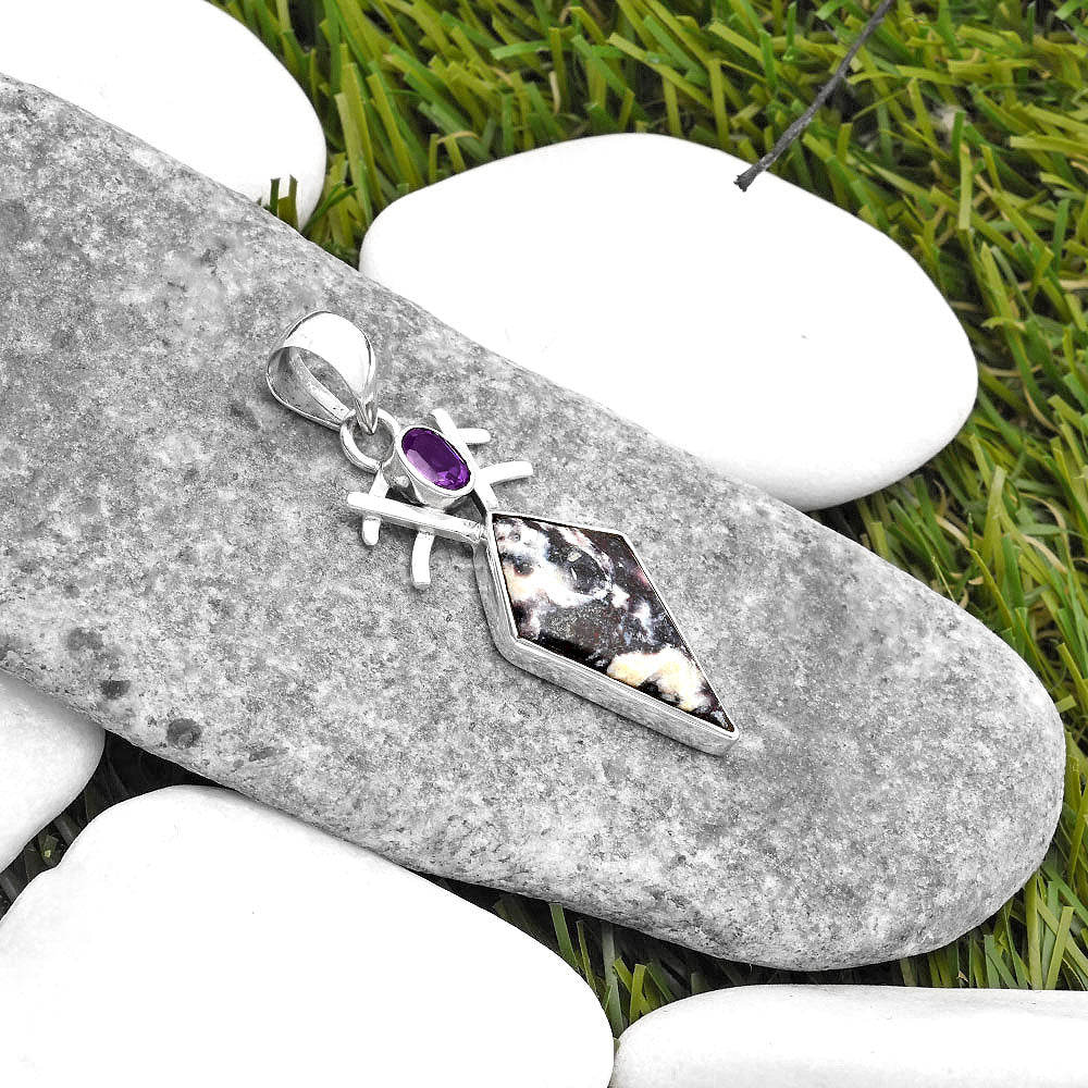 Indian Blanket Jasper & Amethyst Pendant P-1046 SDP110130