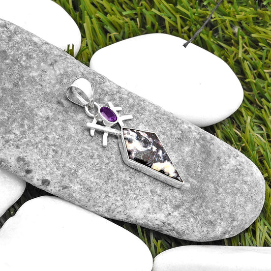 Indian Blanket Jasper & Amethyst Pendant P-1046 SDP110130