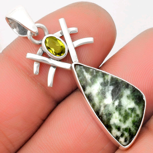 Natural Dioptase & Peridot Pendant P-1046 SDP110132