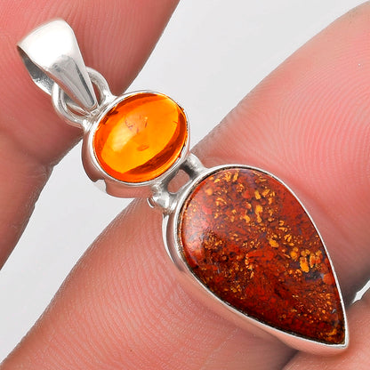 Natural Red Moss Agate & Garnet Pendant P-1077 SDP110187