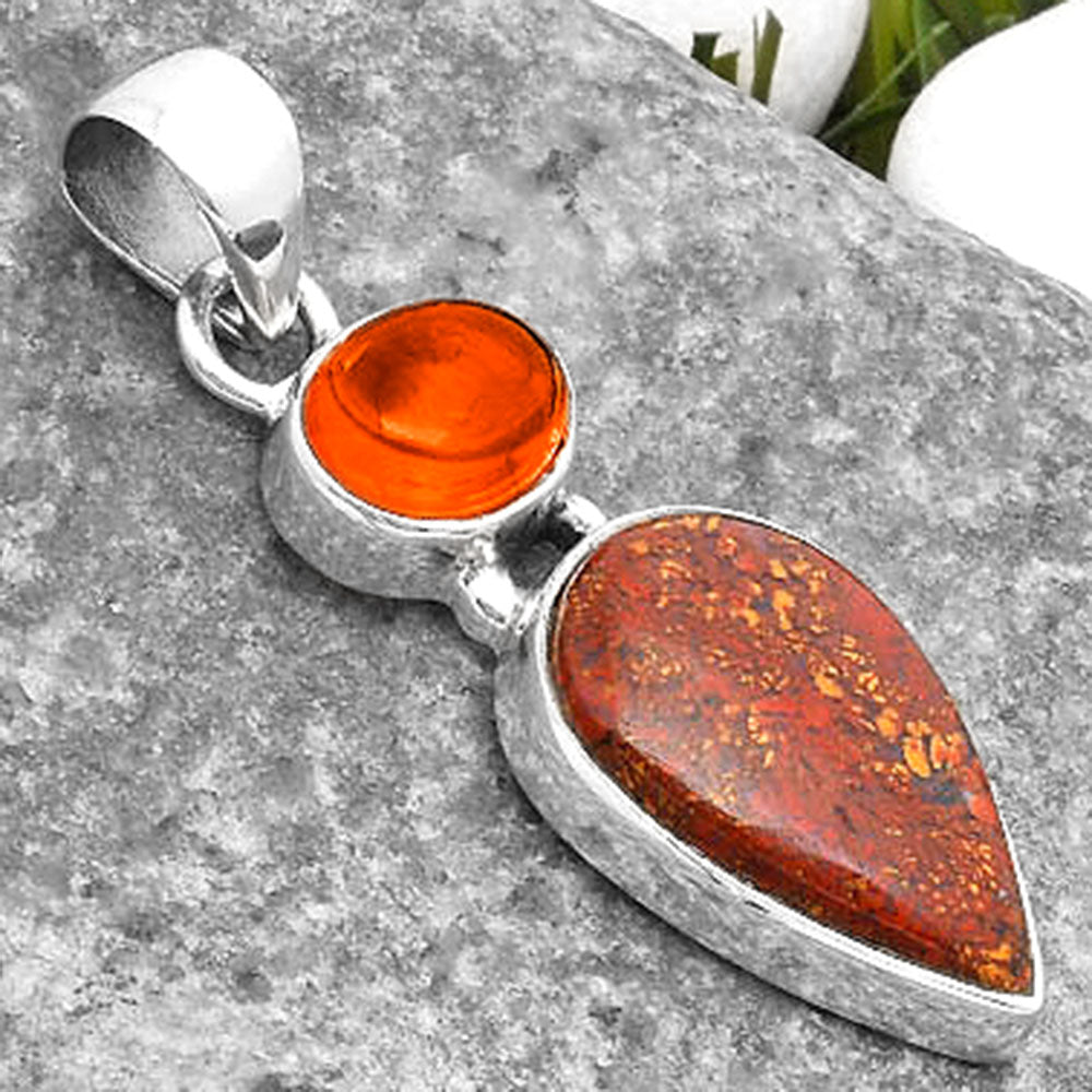 Natural Red Moss Agate & Garnet Pendant P-1077 SDP110187