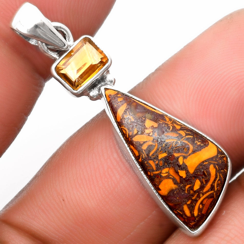 Coquina Fossil Jasper India & Citrine Pendant P-1077 SDP110210