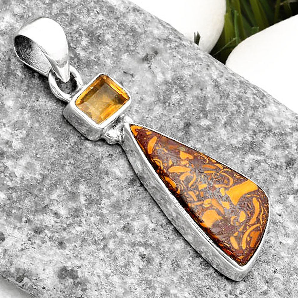 Coquina Fossil Jasper India & Citrine Pendant P-1077 SDP110210
