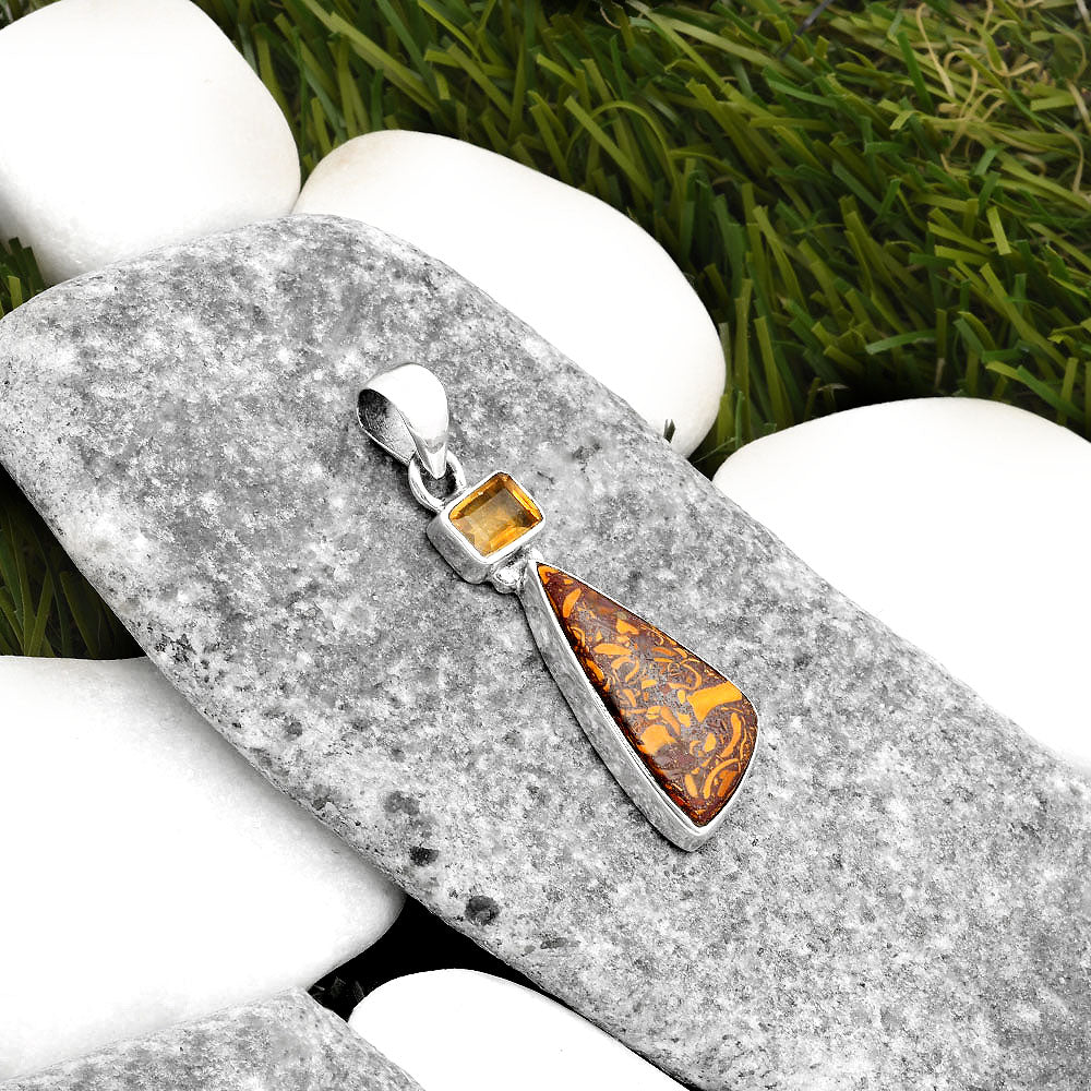 Coquina Fossil Jasper India & Citrine Pendant P-1077 SDP110210