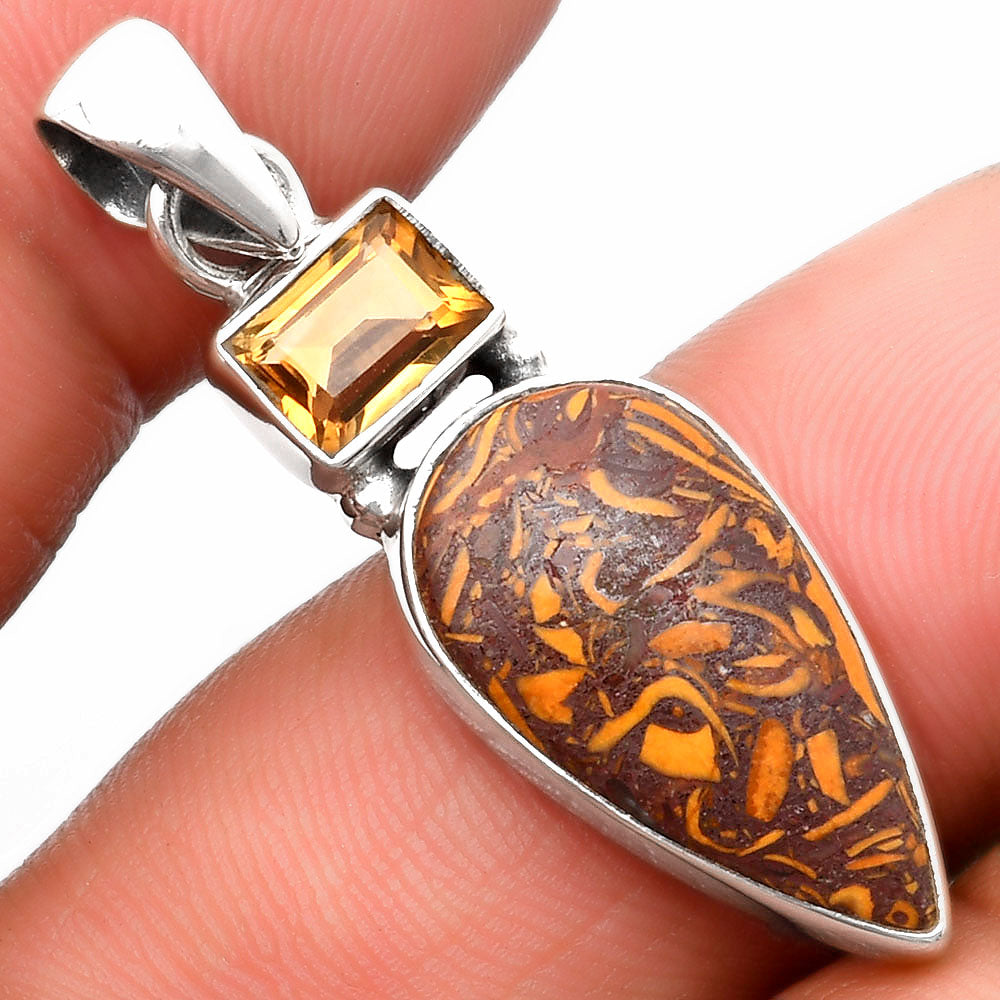 Coquina Fossil Jasper India & Citrine Pendant P-1077 SDP110217